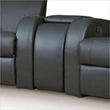 MAXX Black Leather 7 Piece Reclining Theater Seats