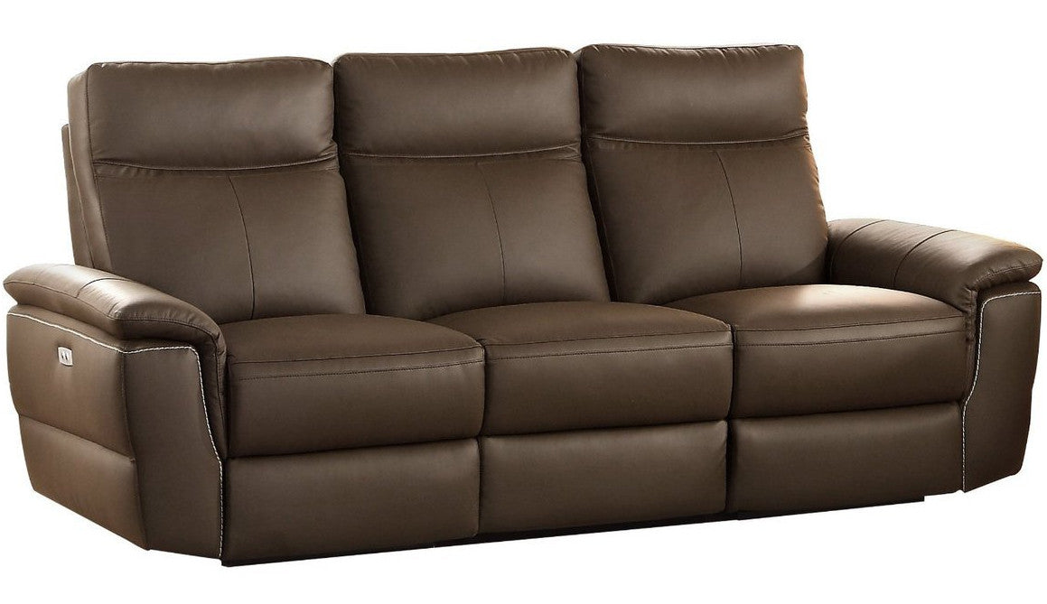 Maxy Raisin Tone Top Grain Leather Double Powered Reclining Sofa