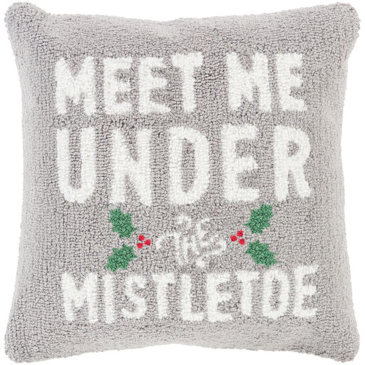 Designer Mistletoe Gray Pillow