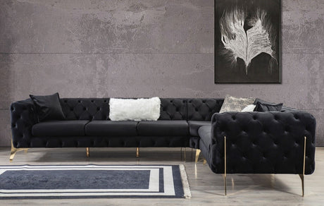 MELINA Black 132" Wide Black Sectional