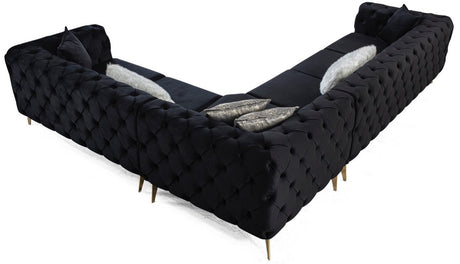 MELINA Black 132" Wide Black Sectional