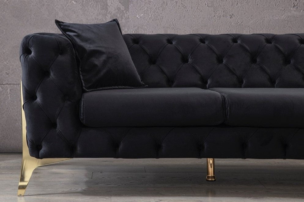 MELINA Black 132" Wide Black Sectional
