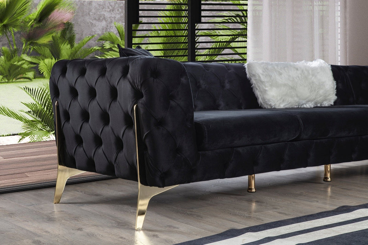MELINA Black 132" Wide Black Sectional