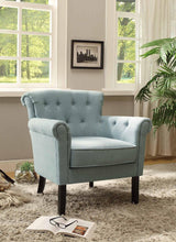 Melody Blue Fabric Tufted Back Accent Arm Chair