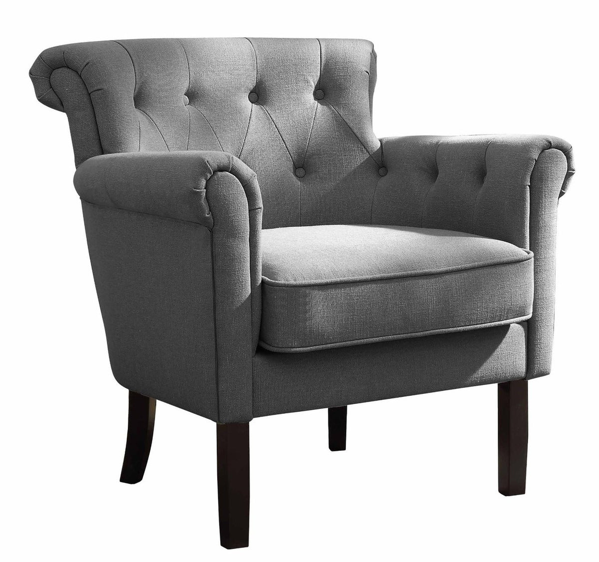 Melody Grey Fabric Tuffted Back Accent Arm Chair