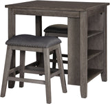 MOENNE Gray 36" Wide 3 Piece Counter Height Set