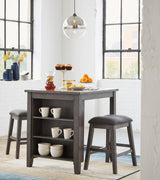 MOENNE Gray 36" Wide 3 Piece Counter Height Set