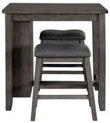 MOENNE Gray 36" Wide 3 Piece Counter Height Set