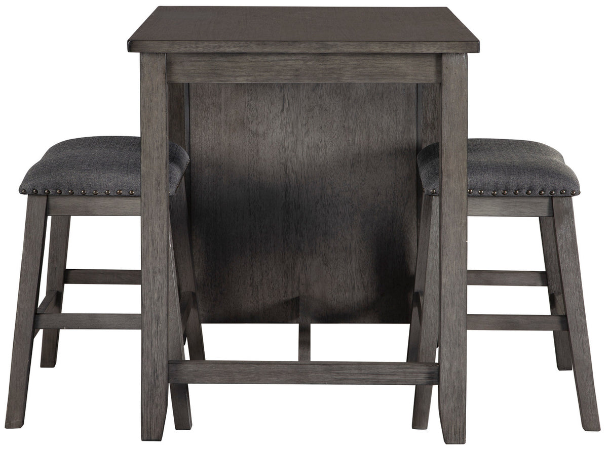 MOENNE Gray 36" Wide 3 Piece Counter Height Set