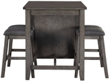 MOENNE Gray 36" Wide 3 Piece Counter Height Set