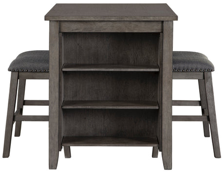 MOENNE Gray 36" Wide 3 Piece Counter Height Set