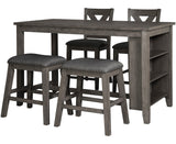 MOENNE Gray 60" Wide 5 Piece Mixed Counter Height Set