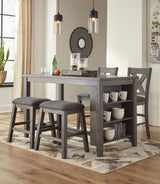 MOENNE Gray 60" Wide 5 Piece Mixed Counter Height Set