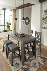 MOENNE Gray 60" Wide 5 Piece Mixed Counter Height Set