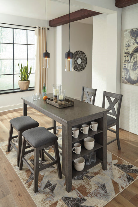 MOENNE Gray 60" Wide 5 Piece Mixed Counter Height Set