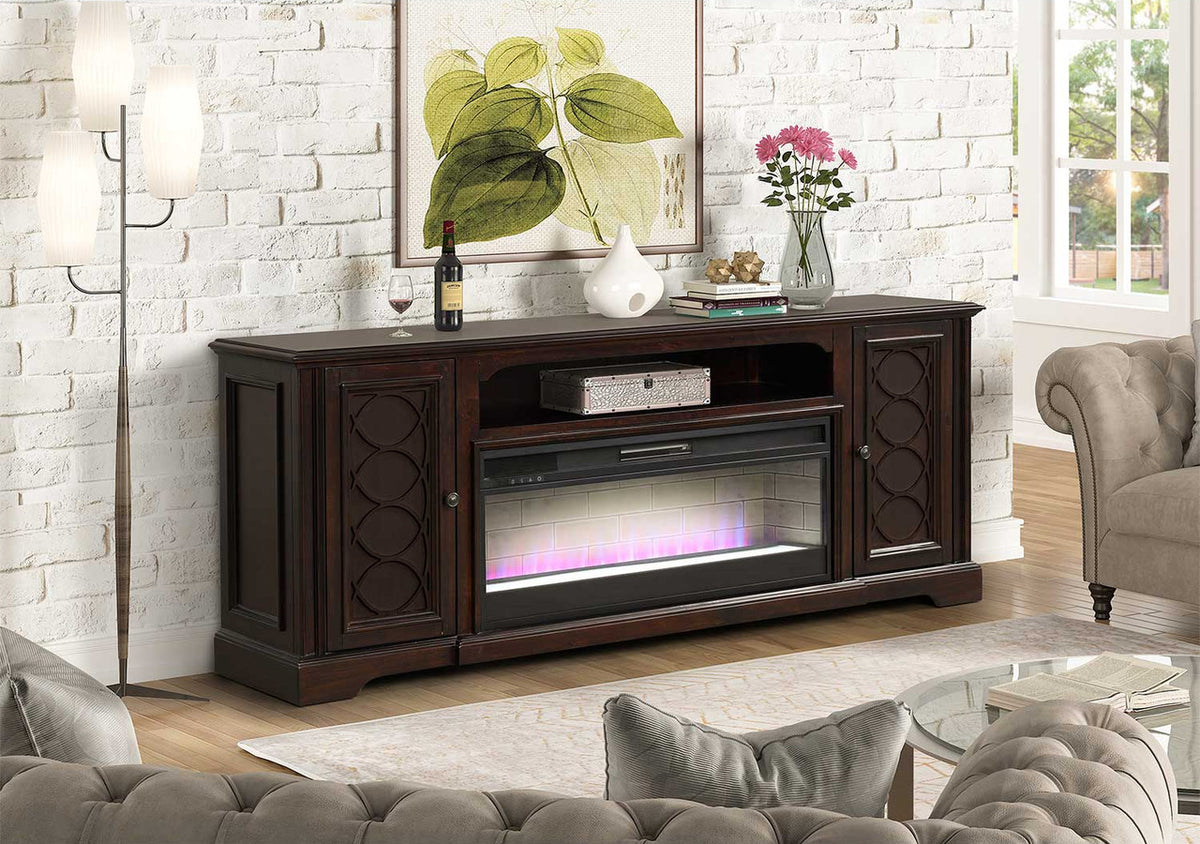 Montgomery Walnut 82" Wide TV Stand with Fireplace