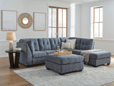 NANDRI Blue 36" Wide Ottoman