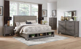 NELA Gray Bed with Padded Storage Bench