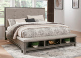 NELA Gray Bed with Padded Storage Bench