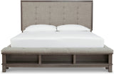NELA Gray Bed with Padded Storage Bench