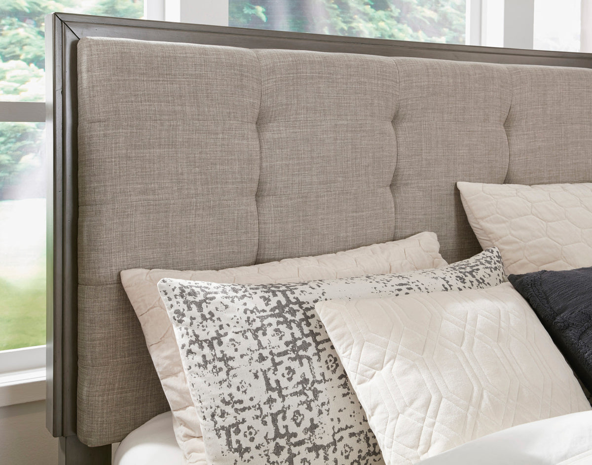 NELA Gray Bed with Padded Storage Bench