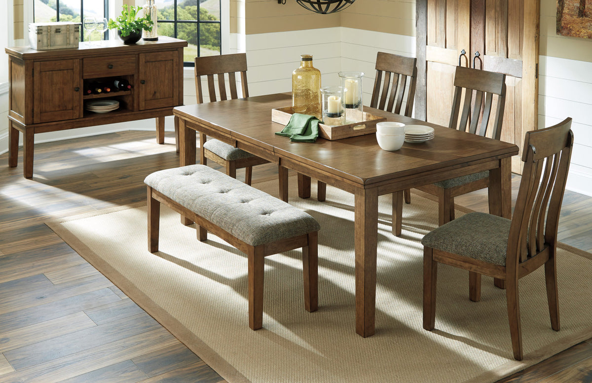 NELA Light Brown 6 Piece Dining Set with Bench