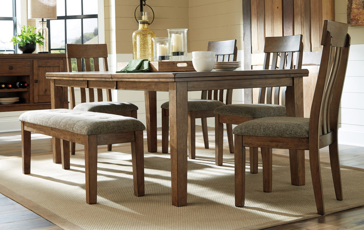 NELA Light Brown 6 Piece Dining Set with Bench