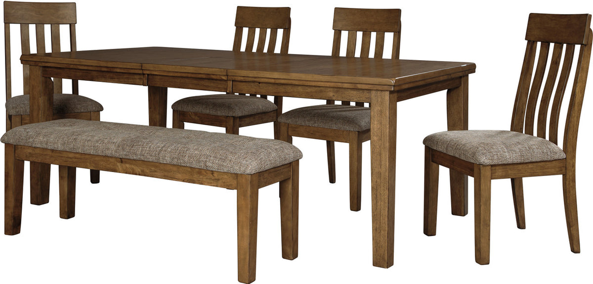 NELA Light Brown 6 Piece Dining Set with Bench