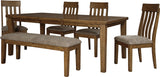 NELA Light Brown 6 Piece Dining Set with Bench