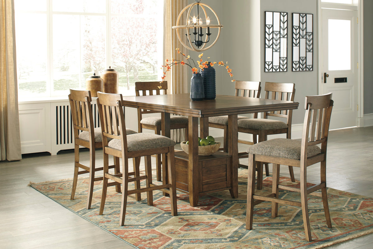 NELA Light Brown 7 Piece Counter Height Set