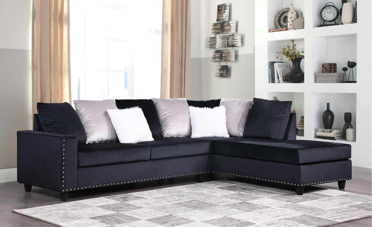 NELLIE Black 105" Wide Reversible Sectional (RTA)