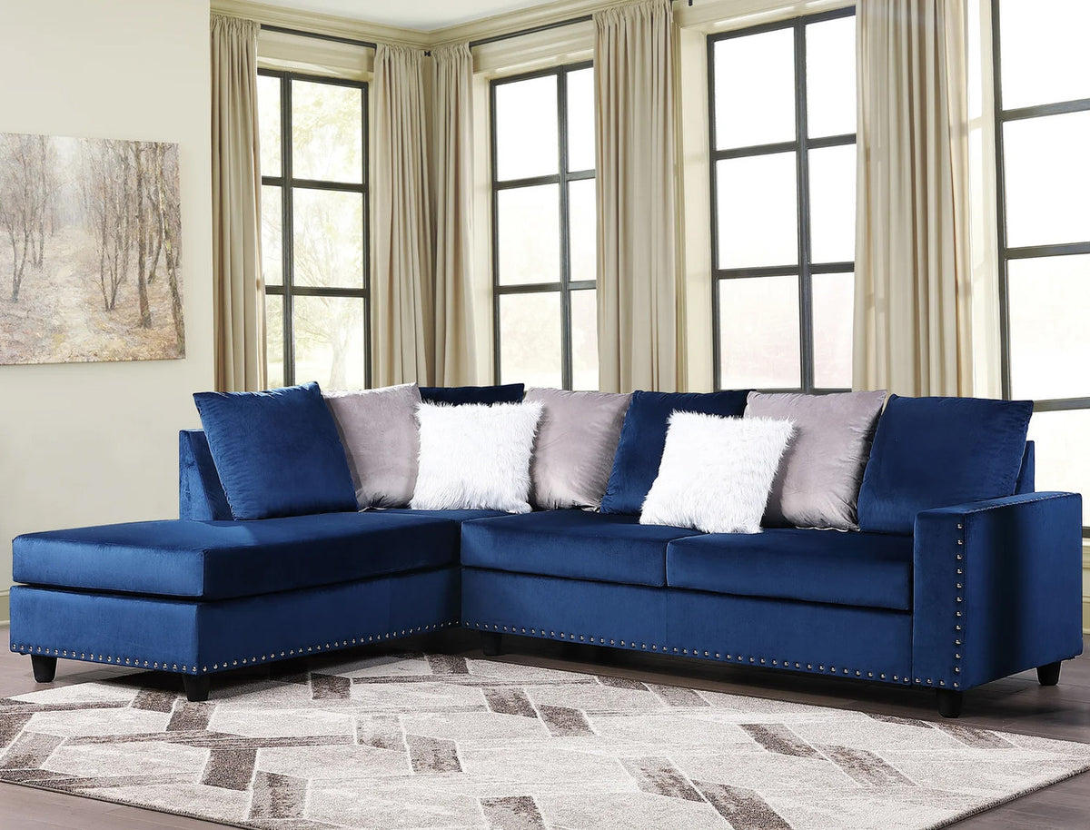 NELLIE Blue 105" Wide Reversible Sectional (RTA)
