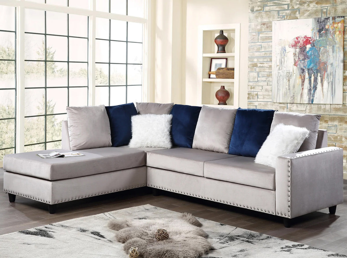 NELLIE Silver 105" Wide Reversible Sectional (RTA)
