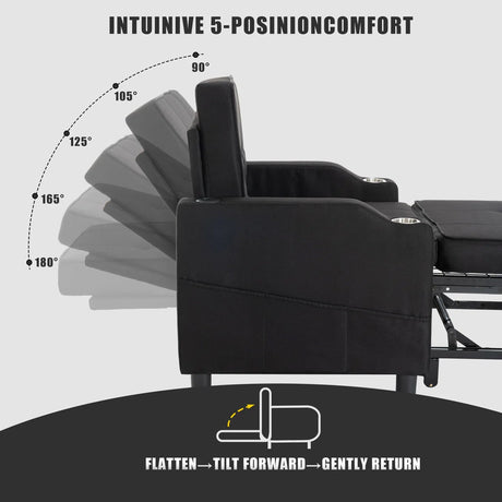 NESTER Black 34" Wide Pop-Up Chair Sleeper