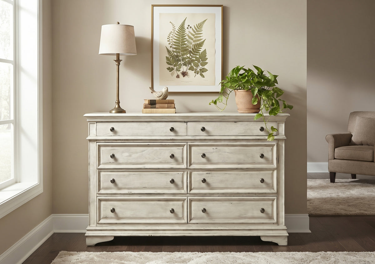 NEWHAVEN White 66" Wide x 38" Height Dresser
