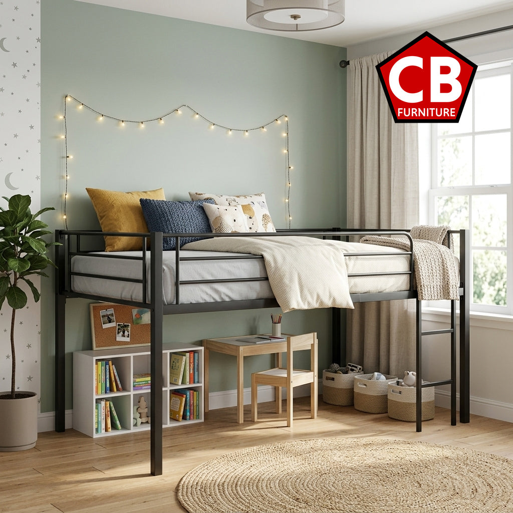 NIKOLAI Black 35" Height Twin Loft Bed