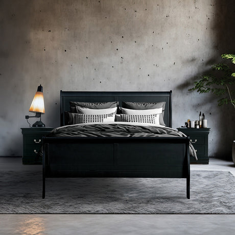 NIMES Black 47" Height Sleigh Bed