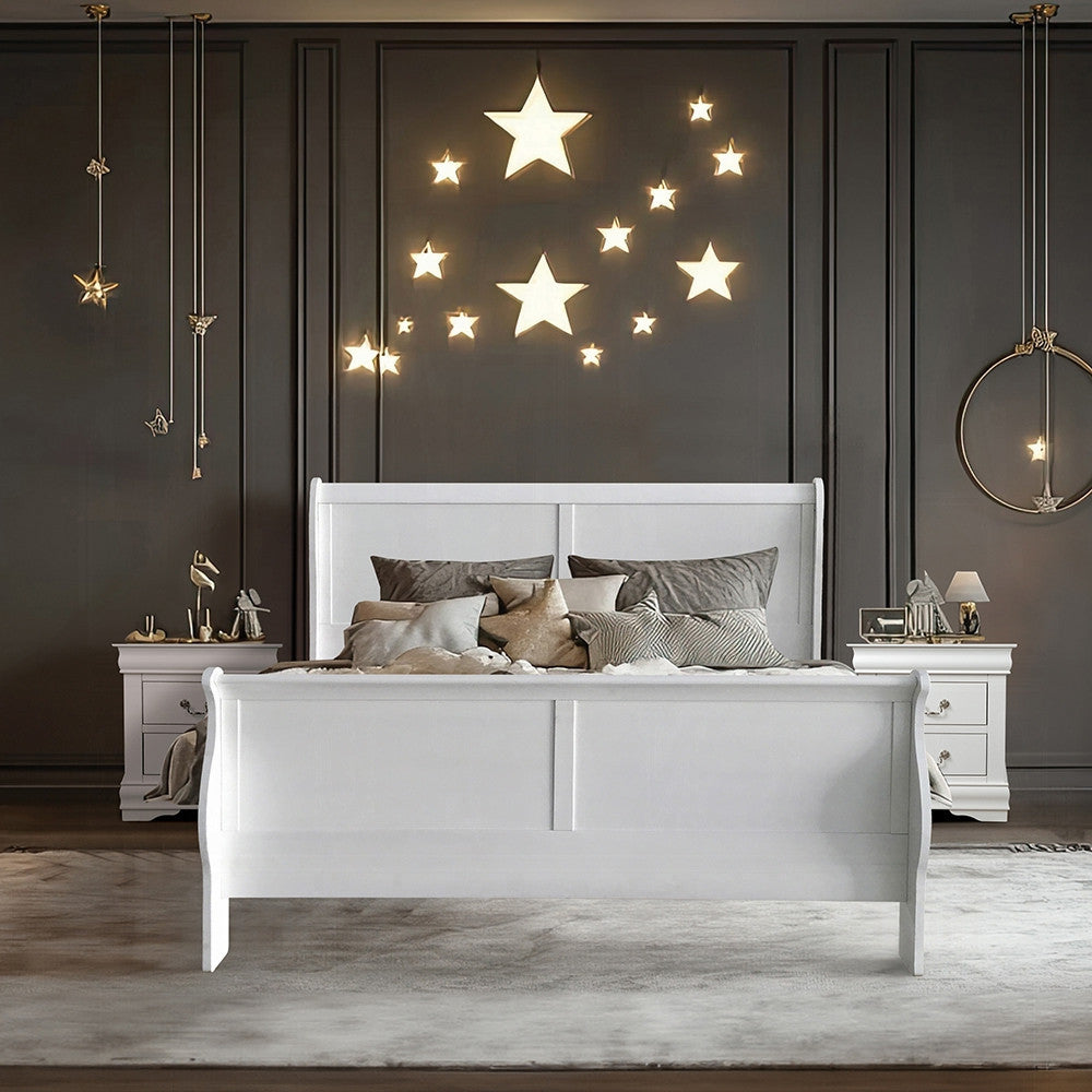 NIMES White 47" Height Sleigh Bed