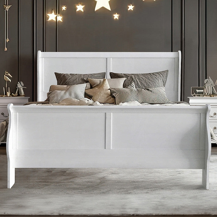 NIMES White 47" Height Sleigh Bed