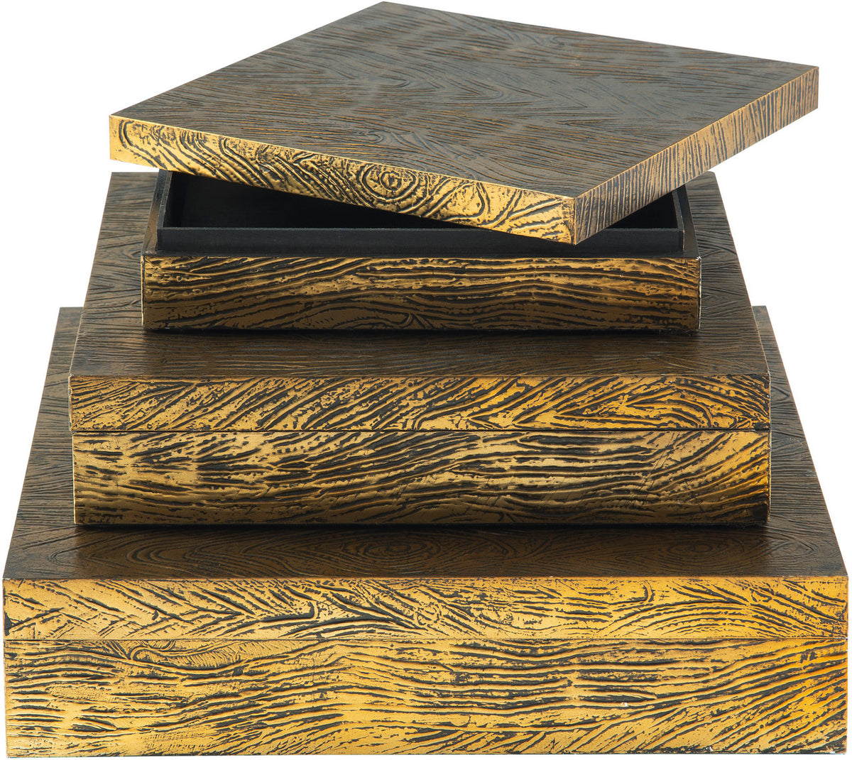 NIVIS Brass 13" Wide 3 Piece Storage Box Set