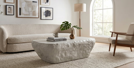 NISTINA Greige Smooth Concrete 53" x 28" Coffee Table