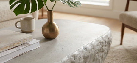NISTINA Greige Smooth Concrete 53" x 28" Coffee Table