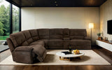 NOVAH Brown Power 134" Wide Sectional with 3 Recliners