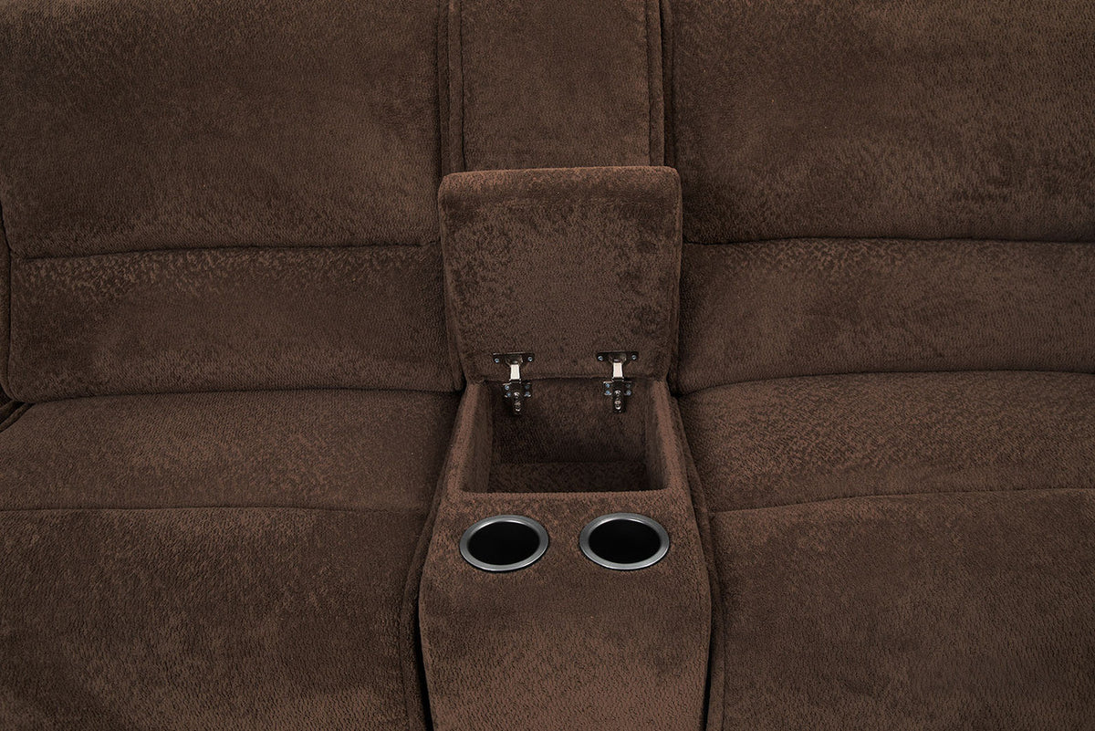 NOVAH Brown Power 134" Wide Sectional with 3 Recliners