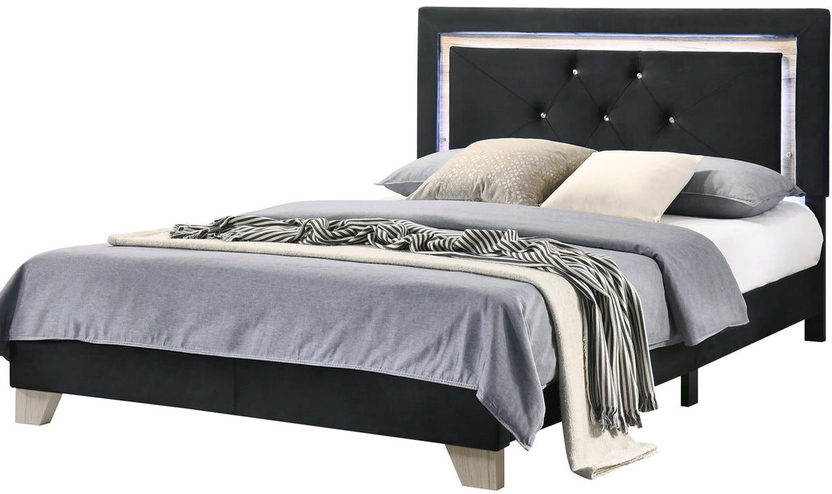 NUNES Black LED Platform Bed