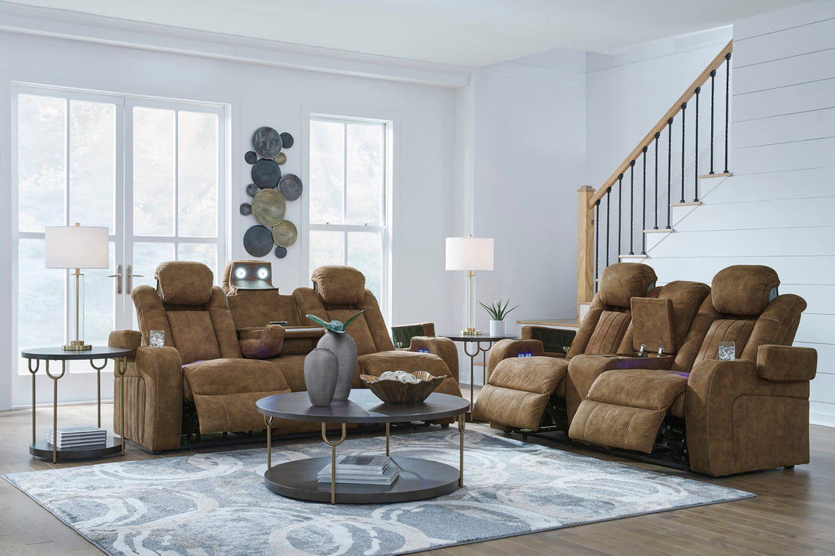 OCTAVO Brown 72" Wide Power Reclining Loveseat