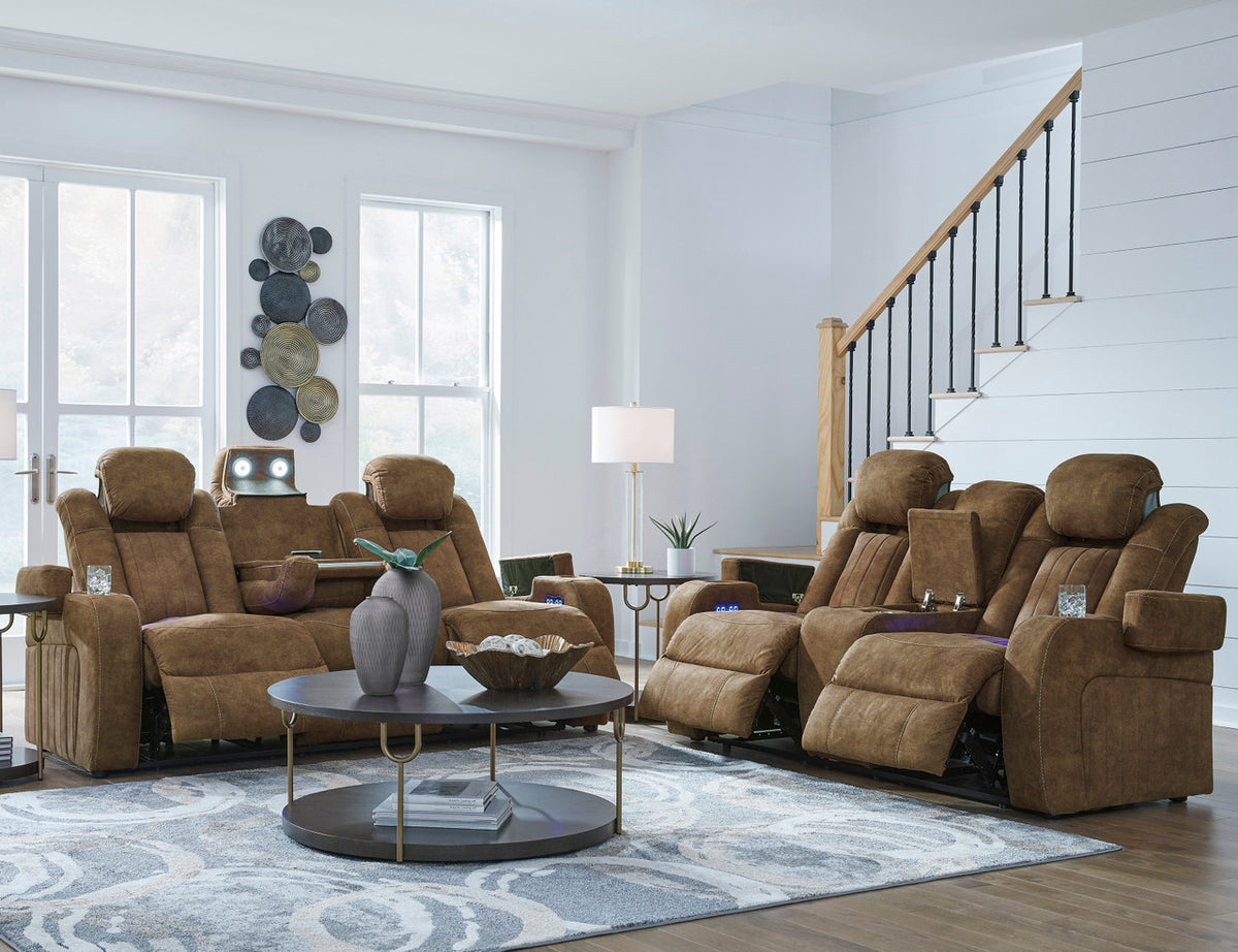 OCTAVO Brown 72" Wide Power Reclining Loveseat