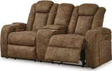 OCTAVO Brown 72" Wide Power Reclining Loveseat