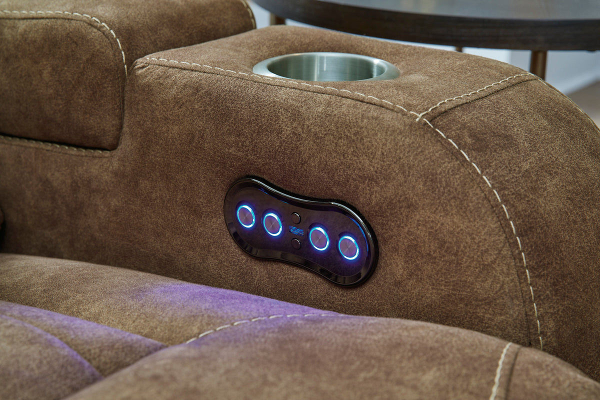 OCTAVO Brown 83" Wide Power Reclining Sofa
