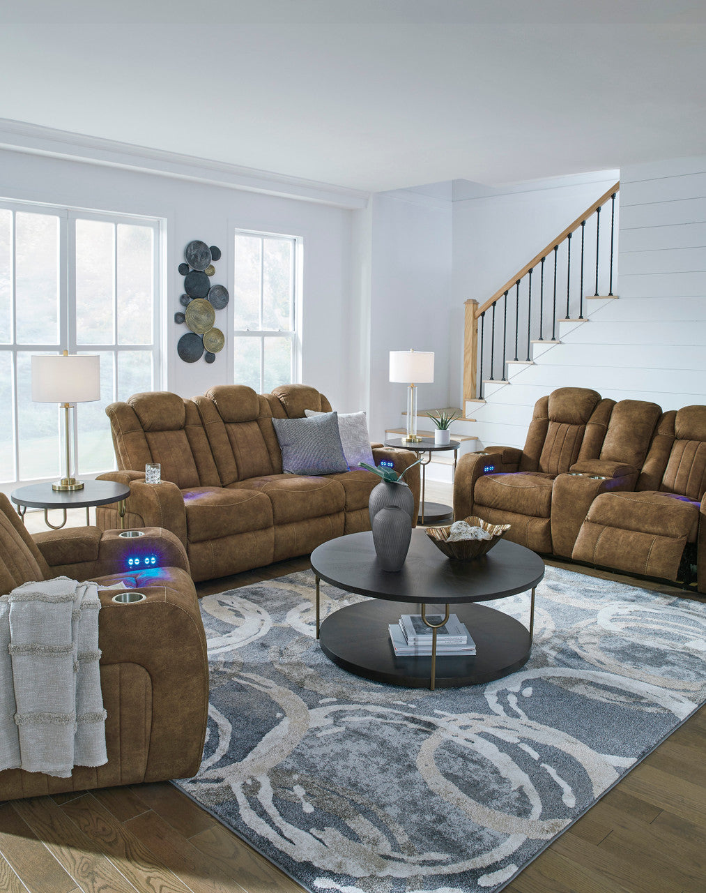 OCTAVO Brown 72" Wide Power Reclining Loveseat